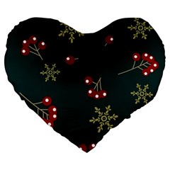 Christmas Festive Season Background Large 19  Premium Heart Shape Cushions by uniart180623