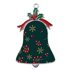 Christmas Festive Season Background Metal Holly Leaf Bell Ornament
