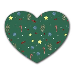 Twigs Christmas Party Pattern Heart Mousepad