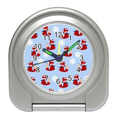 Christmas Background Pattern Travel Alarm Clock