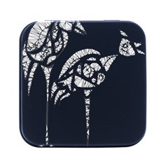 Birds Art T- Shirtbirds T- Shirt Square Metal Box (black)