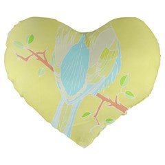 Birds Illustration T- Shirtbird T- Shirt (3) Large 19  Premium Flano Heart Shape Cushions