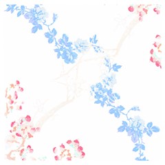 Blue Flowers T- Shirtblue And Pink Flowers Floral Art T- Shirt Wooden Puzzle Square by EnriqueJohnson