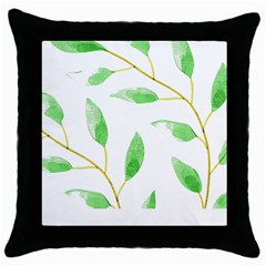 Boho Leaf Pattern T- Shirt Boho Leaf Pattern8 Throw Pillow Case (Black)