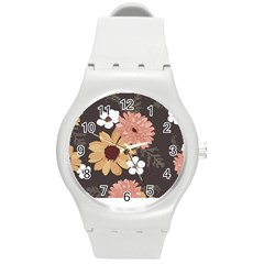 Botanical T- Shirt Botanical Delicate Floral T- Shirt Round Plastic Sport Watch (m)