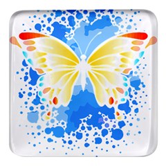 Butterfly Art T- Shirtbutterfly T- Shirt (3) Square Glass Fridge Magnet (4 Pack)