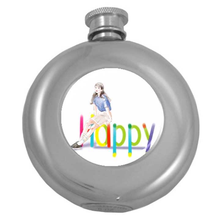 Happy Round Hip Flask (5 oz)