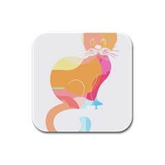 Cat Lover Gifts T- Shirtcat T- Shirt (5) Rubber Square Coaster (4 Pack) by EnriqueJohnson