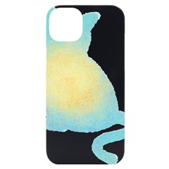 Cat Silhouette T- Shirt Cat With Heart Light T- Shirt Iphone 14 Plus Black Uv Print Case