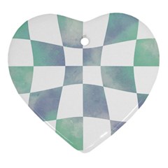 Checkerboard T- Shirt Psychedelic Watercolor Check Aqua T- Shirt Heart Ornament (two Sides) by EnriqueJohnson