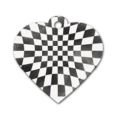 Checkerboard T- Shirt Watercolor Psychedelic Checkerboard T- Shirt Dog Tag Heart (two Sides) by EnriqueJohnson