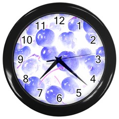 Cherry T- Shirt Blue Purple Cherries Fruit Photograph T- Shirt Wall Clock (black) by EnriqueJohnson