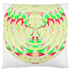 Circle Design T- Shirt Abstract Red Green Yellow Ornamental Circle Design T- Shirt Large Premium Plush Fleece Cushion Case (two Sides) by EnriqueJohnson