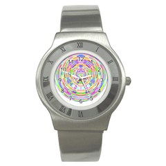 Circle T- Shirt Colourful Abstract Circle Design T- Shirt Stainless Steel Watch by EnriqueJohnson