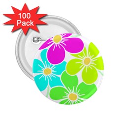 Colorful Flower T- Shirtcolorful Blooming Flower, Flowery, Floral Pattern T- Shirt 2 25  Buttons (100 Pack) 