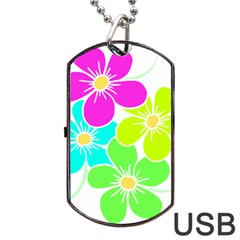 Colorful Flower T- Shirtcolorful Blooming Flower, Flowery, Floral Pattern T- Shirt Dog Tag Usb Flash (one Side) by EnriqueJohnson