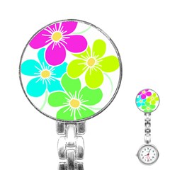 Colorful Flower T- Shirtcolorful Blooming Flower, Flowery, Floral Pattern T- Shirt Stainless Steel Nurses Watch by EnriqueJohnson