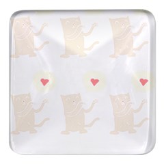 Cute Cat Pattern T- Shirt Cute Cat Pattern For Cat Lovers T- Shirt Square Glass Fridge Magnet (4 Pack)