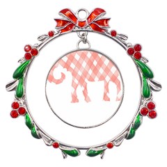 Elephant T- Shirt Pink Elephant T- Shirt Metal X mas Wreath Ribbon Ornament by EnriqueJohnson