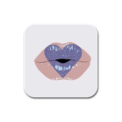 Lips -18 Rubber Square Coaster (4 Pack) by SychEva