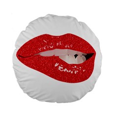 Lips -25 Standard 15  Premium Flano Round Cushions by SychEva