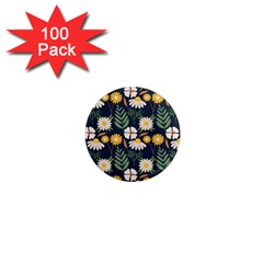 Flower Grey Pattern Floral 1  Mini Magnets (100 Pack)  by Dutashop