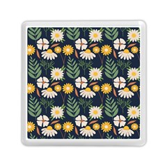 Flower Grey Pattern Floral Memory Card Reader (square)