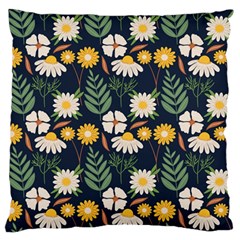 Flower Grey Pattern Floral Large Premium Plush Fleece Cushion Case (one Side)