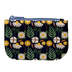 Flower Grey Pattern Floral Large Coin Purse by Dutashop