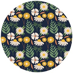 Flower Grey Pattern Floral Wooden Puzzle Round