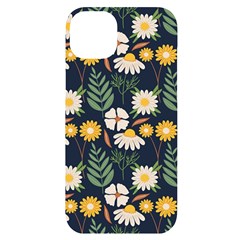 Flower Grey Pattern Floral Iphone 14 Plus Black Uv Print Case by Dutashop