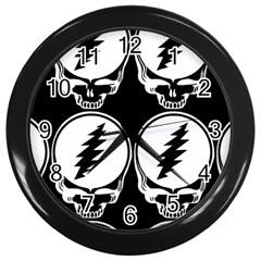 Black And White Deadhead Grateful Dead Steal Your Face Pattern Wall Clock (black) by Sarkoni