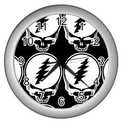 Black And White Deadhead Grateful Dead Steal Your Face Pattern Wall Clock (silver) by Sarkoni