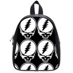 Black And White Deadhead Grateful Dead Steal Your Face Pattern School Bag (Small) Front