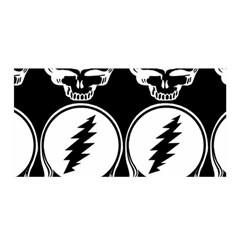 Black And White Deadhead Grateful Dead Steal Your Face Pattern Satin Wrap 35  X 70 