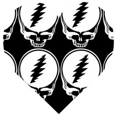 Black And White Deadhead Grateful Dead Steal Your Face Pattern Wooden Puzzle Heart by Sarkoni