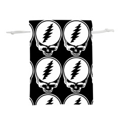 Black And White Deadhead Grateful Dead Steal Your Face Pattern Lightweight Drawstring Pouch (m) by Sarkoni