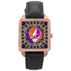 Gratefuldead Grateful Dead Pattern Rose Gold Leather Watch 