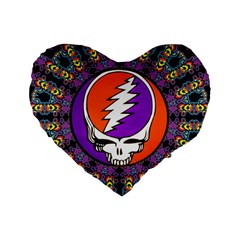 Gratefuldead Grateful Dead Pattern Standard 16  Premium Flano Heart Shape Cushions