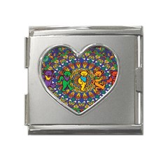 Grateful Dead Pattern Mega Link Heart Italian Charm (18mm)