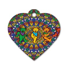 Grateful Dead Pattern Dog Tag Heart (one Side) by Sarkoni