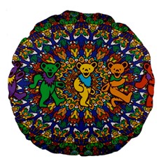 Grateful Dead Pattern Large 18  Premium Flano Round Cushions