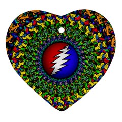 Grateful Dead Heart Ornament (Two Sides)