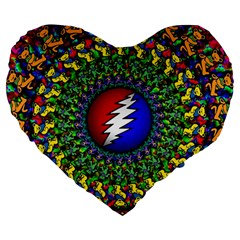 Grateful Dead Large 19  Premium Flano Heart Shape Cushions