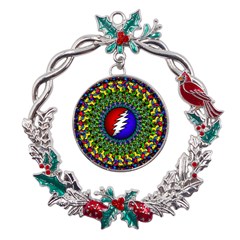 Grateful Dead Metal X mas Wreath Holly leaf Ornament