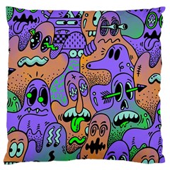 Trippy Aesthetic Halloween Large Premium Plush Fleece Cushion Case (one Side)