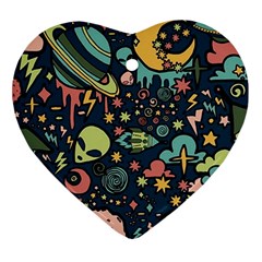 Alien Rocket Space Aesthetic Ornament (heart) by Sarkoni