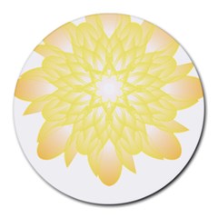 Flower Design T- Shirt Beautiful And Artistic Golden Flower T- Shirt Round Mousepad