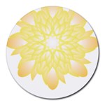 Flower Design T- Shirt Beautiful And Artistic Golden Flower T- Shirt Round Mousepad Front