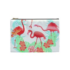 Flower Flamingo T- Shirt Floral Birds Flower Flamingo T- Shirt Cosmetic Bag (medium) by EnriqueJohnson